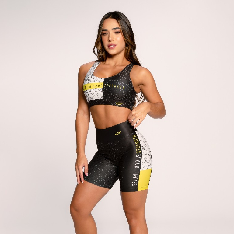 Conjunto Fitness Feminino Suplex Estampado Academia Feminino Top E Short Believe Lot Fitness