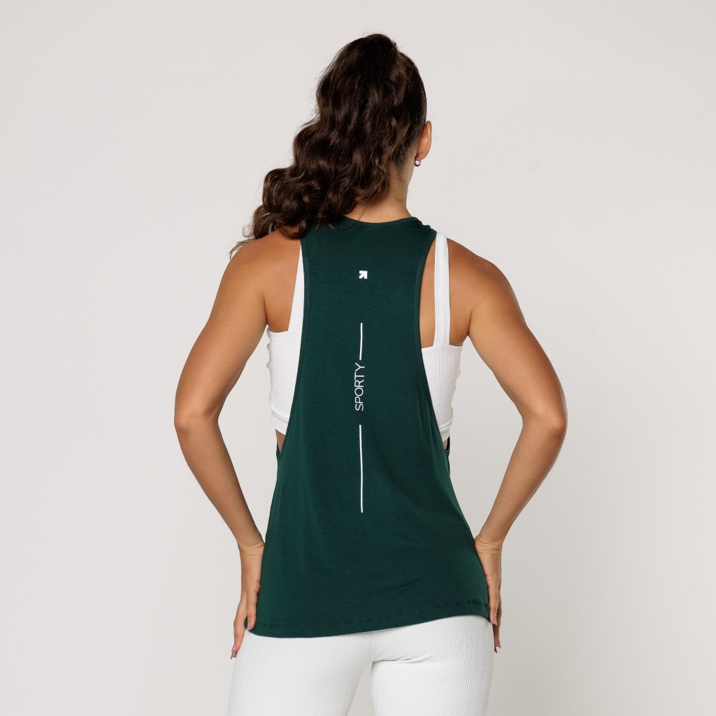 Regata Fitness Feminina Viscolycra Academia Verde Estampada Lot Fitness