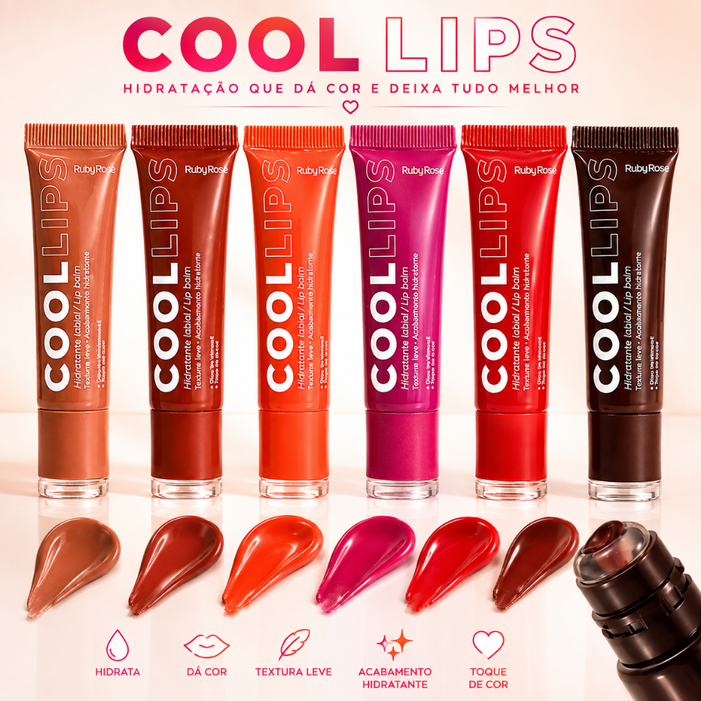 HIDRATANTE LABIAL COOL LIPS RUBY ROSE Lábios Macios e Hidratados