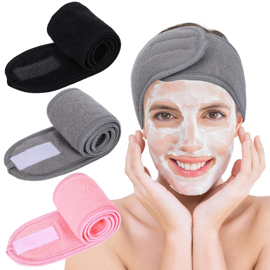 2 Pçs Feminino Faixa De Cabeça Ajustável SPA Yoga Bandana Banho Maquiagem Cabelo Para Lavagem Do Rosto Toalha Macia Aces