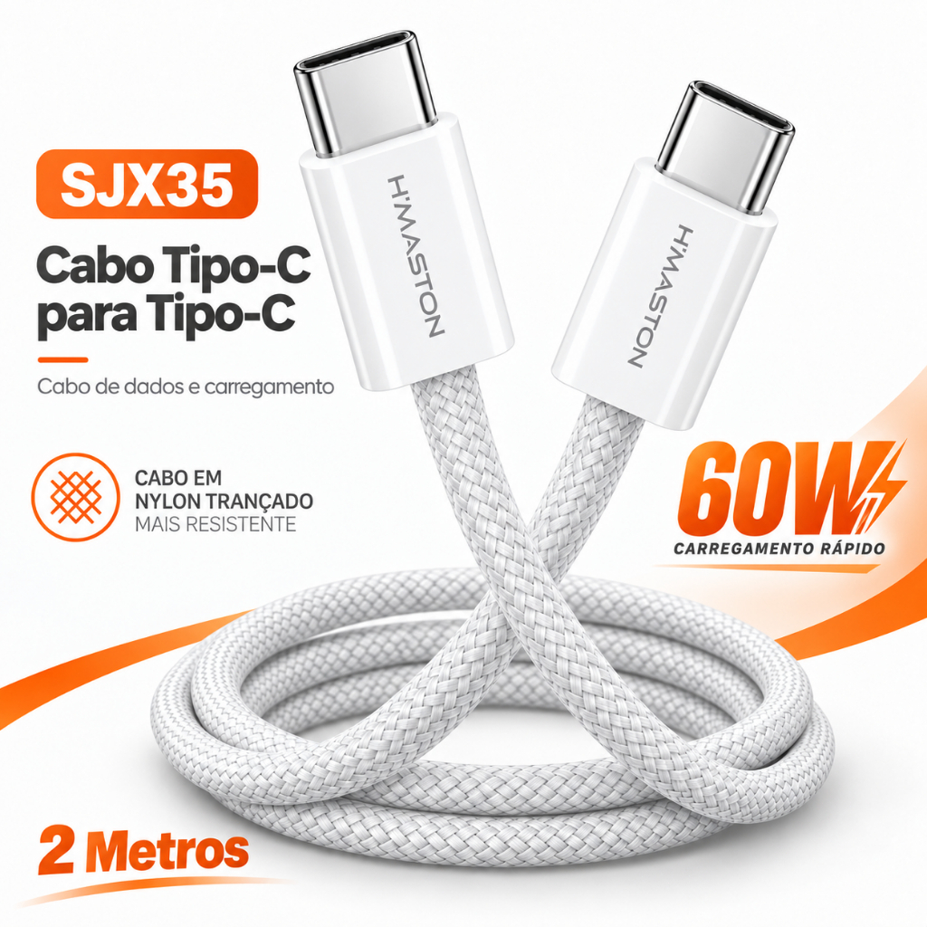 H'maston SJX35 Type C- Type C Cable Two Sides For Fast Charging Cable 60W Cable