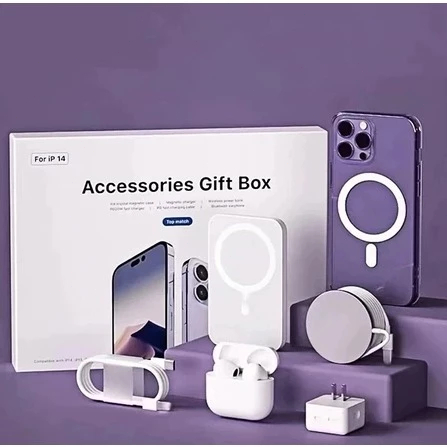 IPhone 5-in-1 Kit MagSafe Phone Case/Data Cable/AirPods/Inductive Charging 14/15/16/XSR