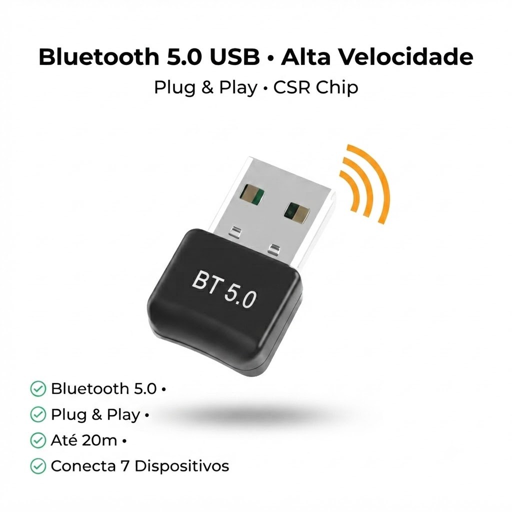 Receptor Bluetooth 5.0 USB para Fone de Ouvido Teclado Mouse Controle Gamer