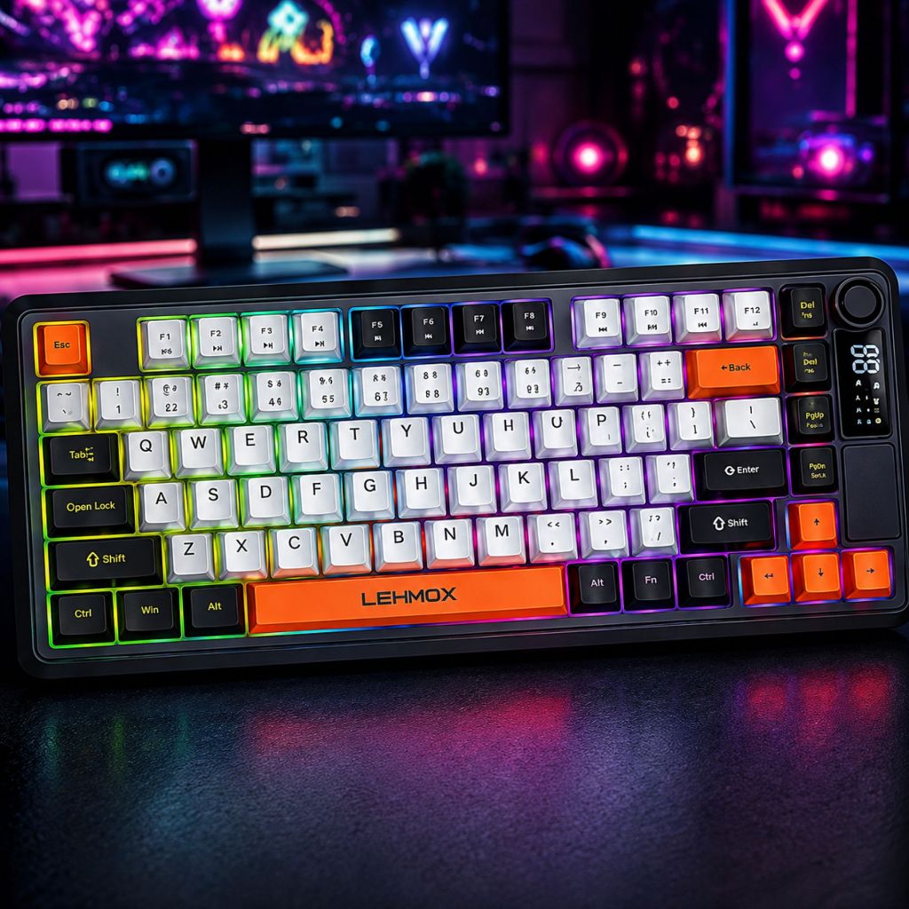 Teclado Gamer Profissional Iluminado Rgb Com Tela Pc Notebook Sem Fio Wifi + Receptor USB
