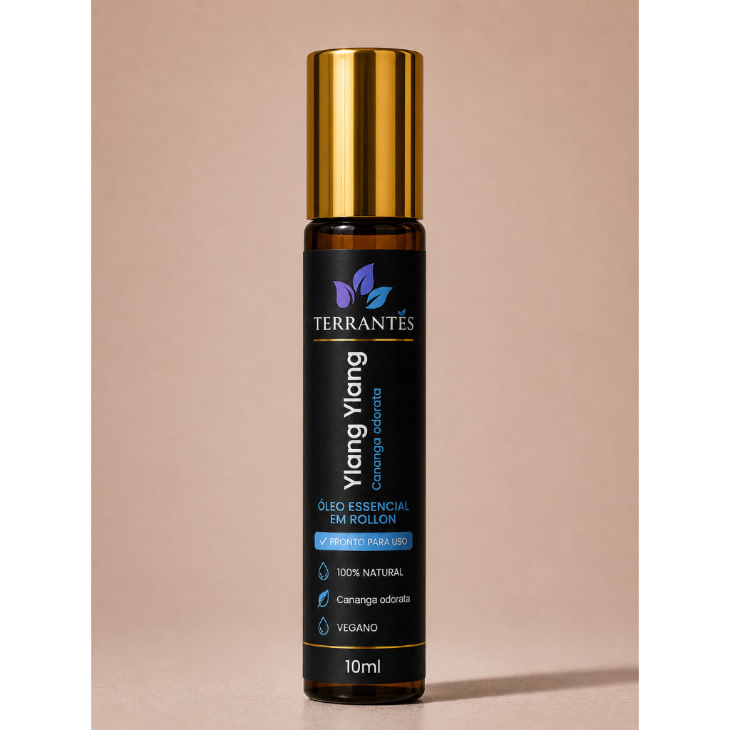 Óleo Essencial de Ylang Ylang Roll-on 10ml Terrantês 100% Natural Aromaterapia Pronto Para Uso Vegano