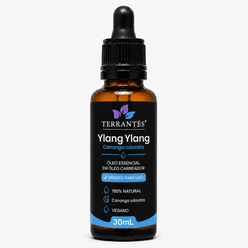 Óleo Essencial de Ylang Ylang 30ml Pronto Para Uso Diluído em Óleo Carreador Terrantês 100% Natural Vegano