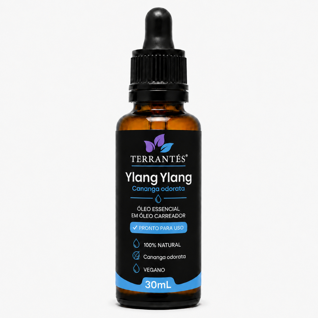 Óleo Essencial de Ylang Ylang 30ml Pronto Para Uso Diluído em Óleo Carreador Terrantês 100% Natural Vegano