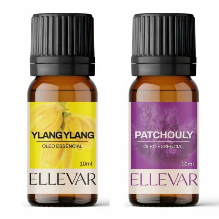 Kit 2 Óleos Essenciais Ylang Ylang, Patchouli 10ml cada 100% Puros e Naturais