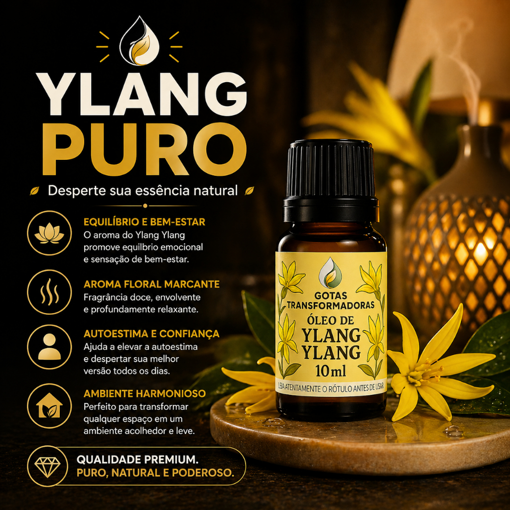 Óleo Essencial Ylang Ylang 10ml 100% Puro | Relaxamento, Sensualidade e Equilíbrio