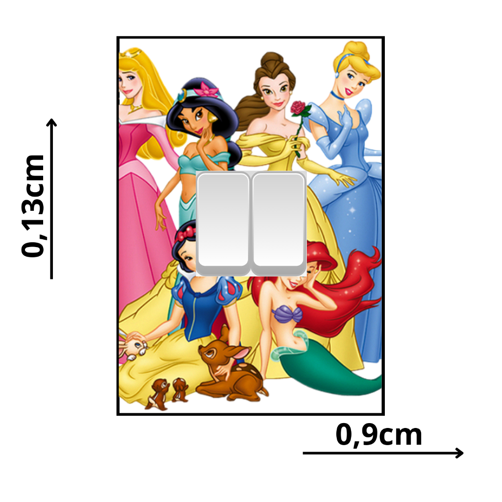 Adesivo de Interruptor Princesas Infantil Menina | Decoração Quarto Disney Fofo | Fácil Aplicação