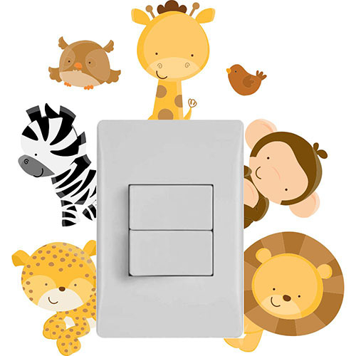 Adesivo Decorativo Para Interruptor Safari - Bichos - Selva