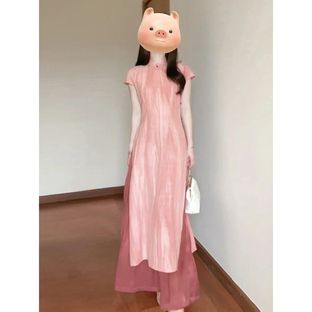 Novo estilo chinês rosa temperamento vestido crianças 2026 novo estilo verão melhorado Cheongsam suave Retro estilo chin