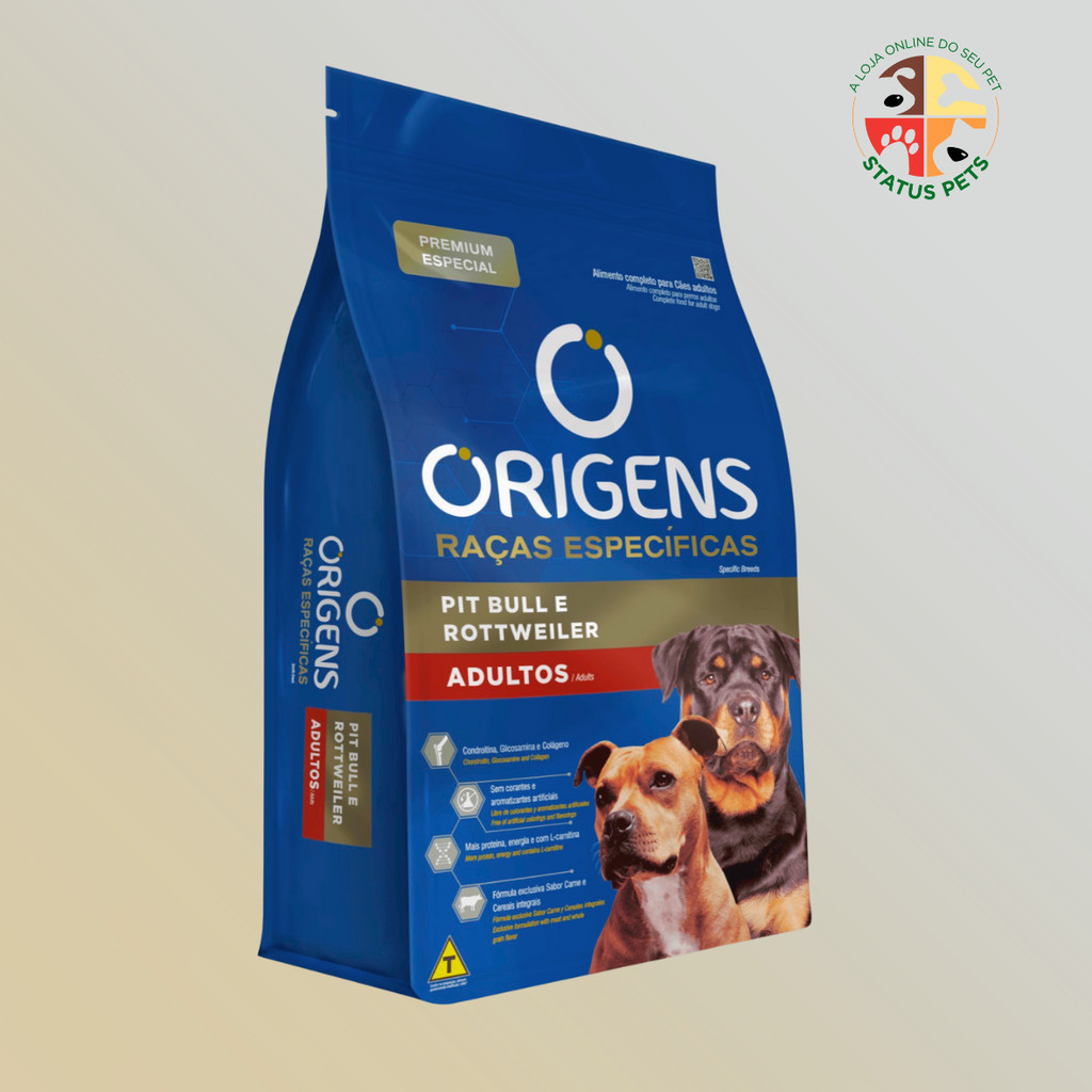 15Kg Origens Premium Especial Raças Específicas Cães Adultos Pit Bull e Rottweiler