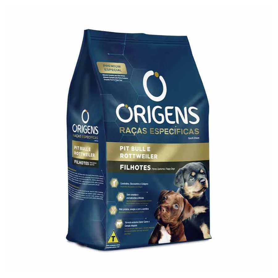 Alimento Origens Premium Special Pit Bull y Rottweiler para cachorro filhote sabor carne em saco de 15kg