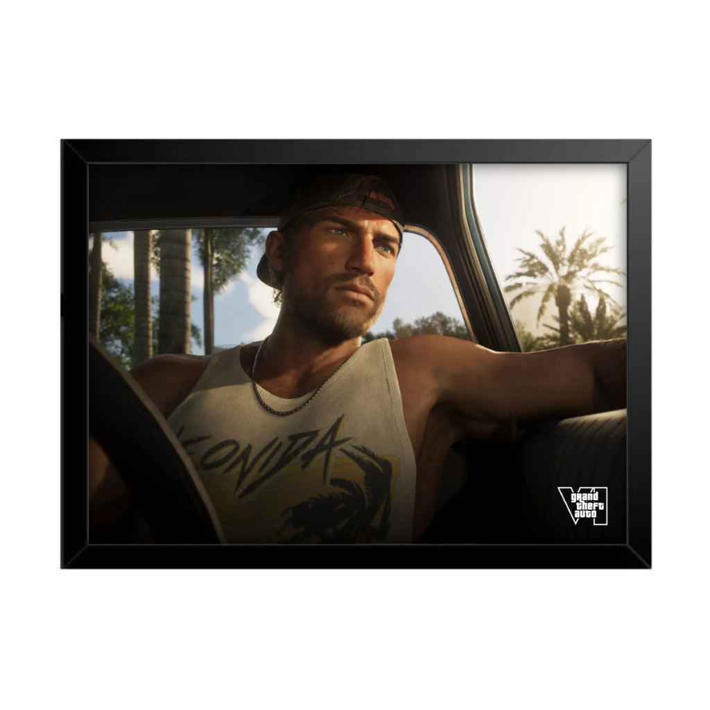 Quadro Decorativo Sala Quarto Gta Vi 6 Jason Lucia Jogo Game Geek Rokcstar Vice City PS5 Xbox