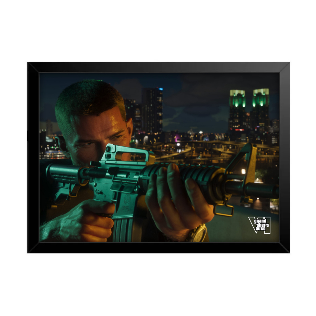 Quadro Decorativo Sala Quarto Gta Vi 6 Jason Lucia Jogo Game Geek Rokcstar Vice City PS5 Xbox