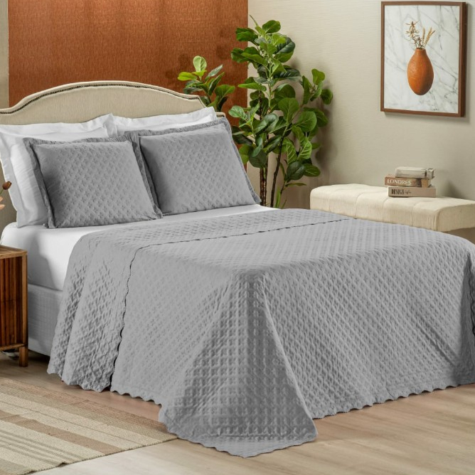 Kit Cobre Leito Queen 400 Fios + 2 Fronhas Matelado Florido Micropercal