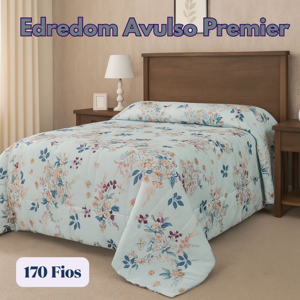 Cobre Leito Premier Edredom 170 Fios – Estampas Florais e Geométricas Sortidas e coloridas