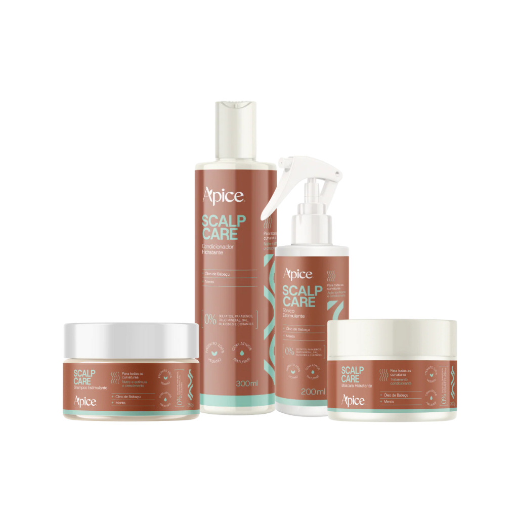 Kit Shampoo Em Pasta Tônico Condic Máscara Apice SCALP CARE