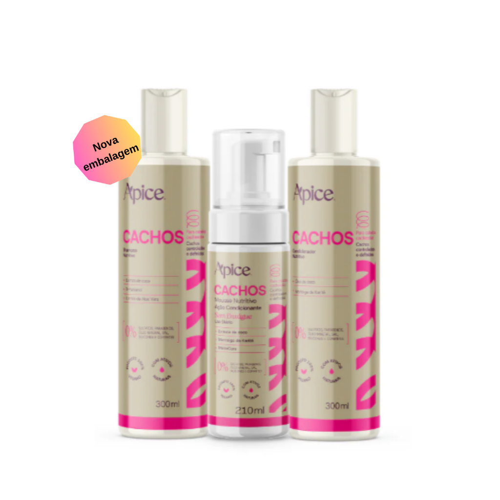 Kit Apice Shampoo Condicionador Mousse Cachos Nutrição 300ml