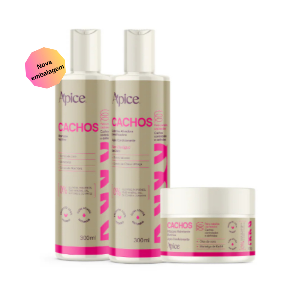 Kit Apice Shampoo Condicionador Máscara Cachos Nutrição 300ml