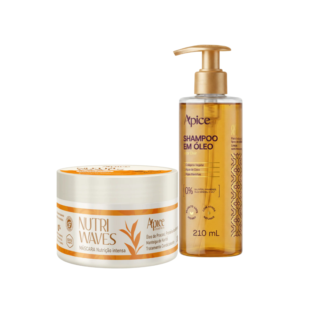 Kit Shampoo em Óleo 210ml + Máscara Nutri Waves 300g  Apice