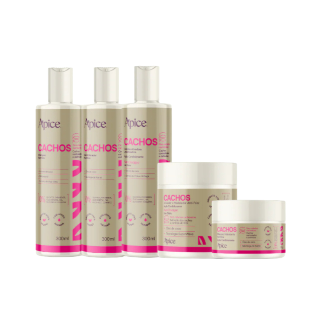 Kit 5 Cachos shampoo gelatina cond mascara ativador Apice