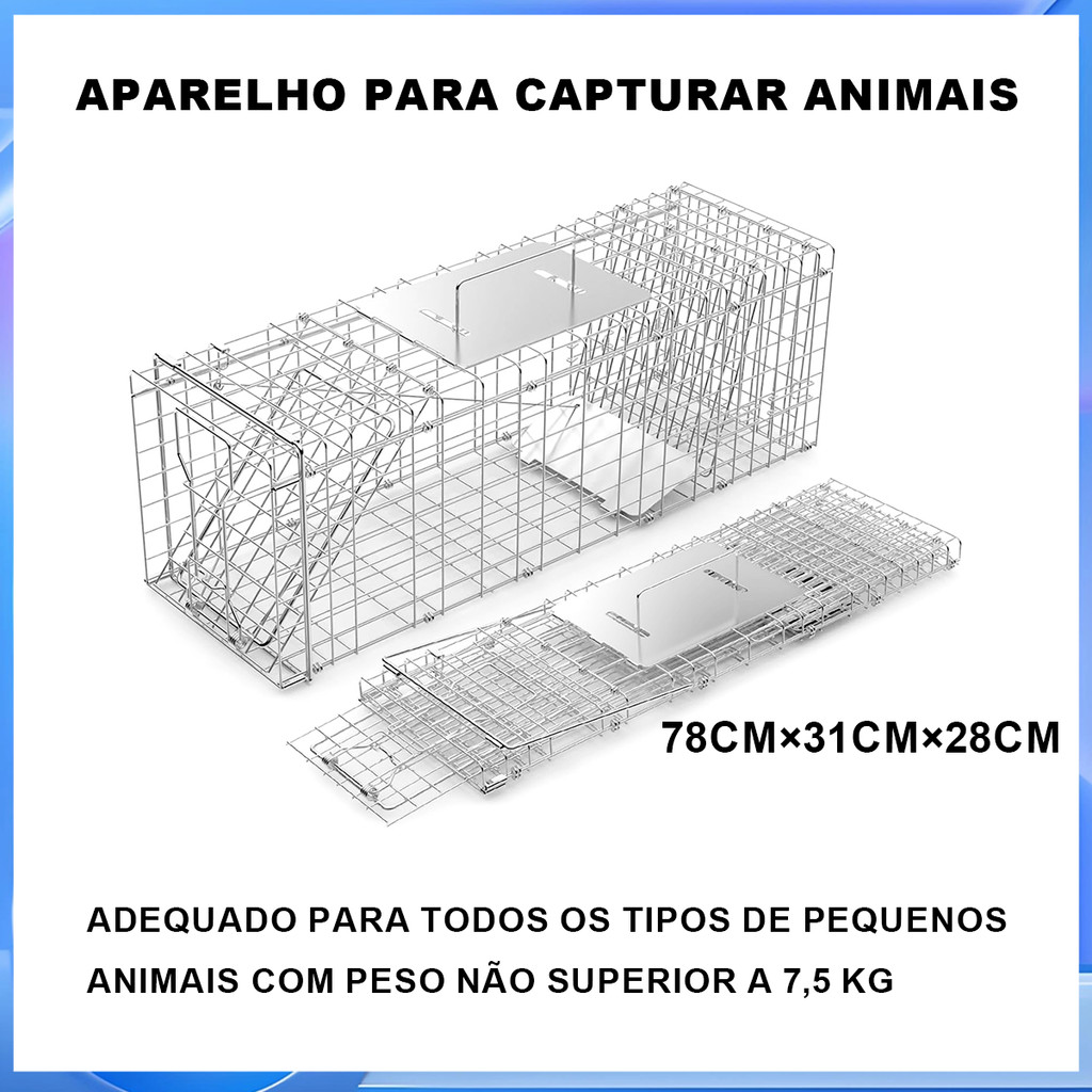 Gaiola de aço espessada para animais, gaiola de resgate de animais vadios, não humana, gaiola de animais