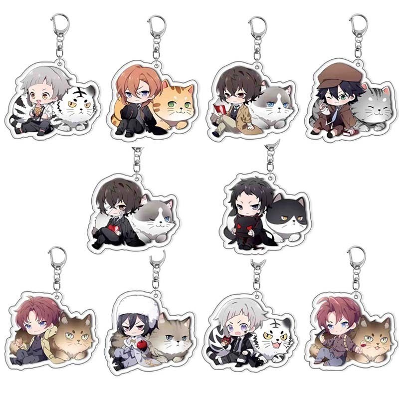 Ainme Bungo Cães Vadios Dazai Osamu Nakahara Chuya Pingente Figura Acrílico Chaveiro Coleção Modelo Presentes Cosplay
