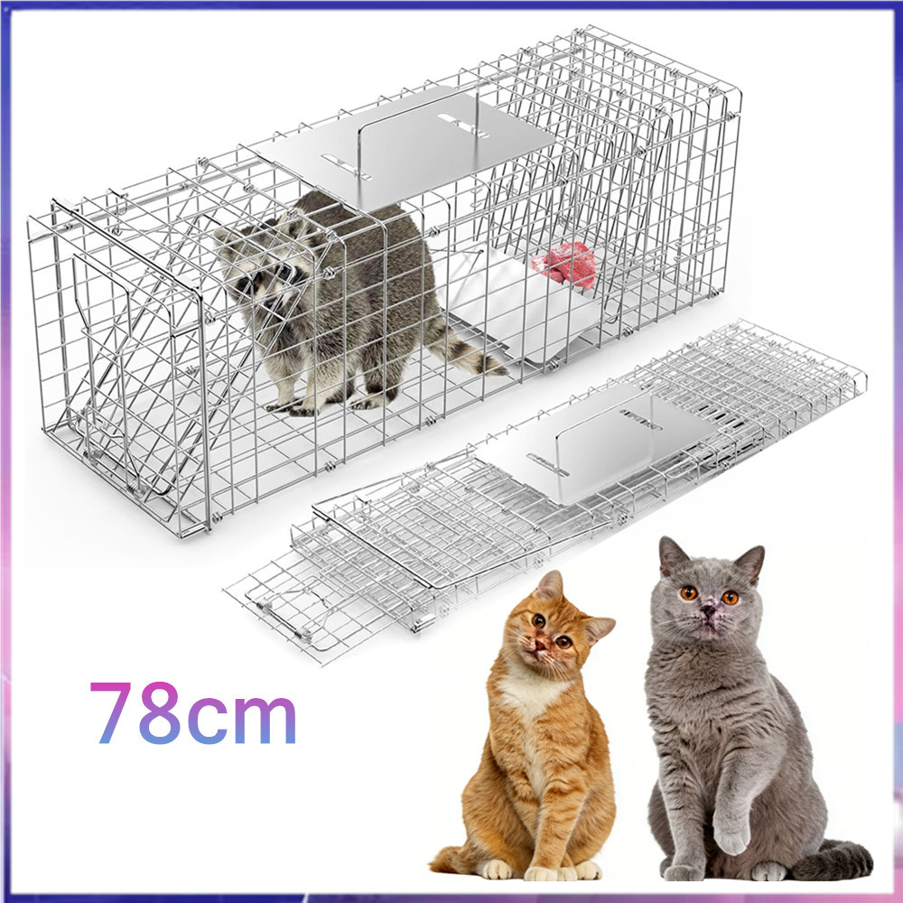Grande armadilha dobrável para gaiola de animais humanóides, adequada para guaxinims, gatos vadios, terras