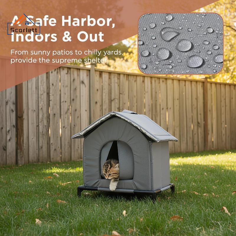 [Scarlett] Tenda Dobrável Para Casa De Cachorro E Gato Vadios , Resistente Ao Frio , À Prova De Intempéries , Cama Quent