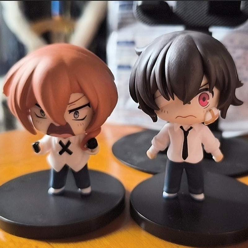Anime Bungo Cães Vadios Figura Dazai osamu Nakahara Chuuya Q Versão Pvc Decoração Do Carro Brinquedos De Mesa Boneca Pre
