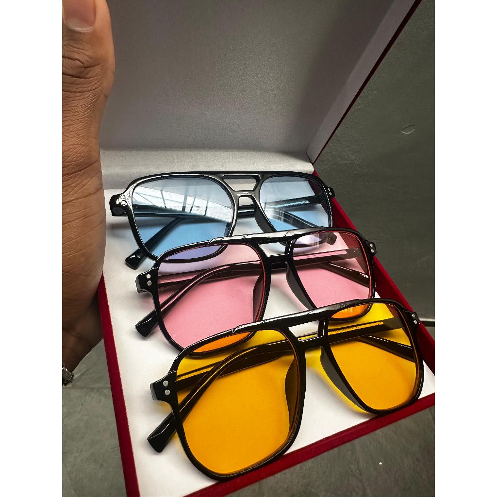Óculos Feminino de Sol Lente colors Quadrados Para Mulheres e Homens Marca De Luxo blogueira Retro Verão 2025  UV