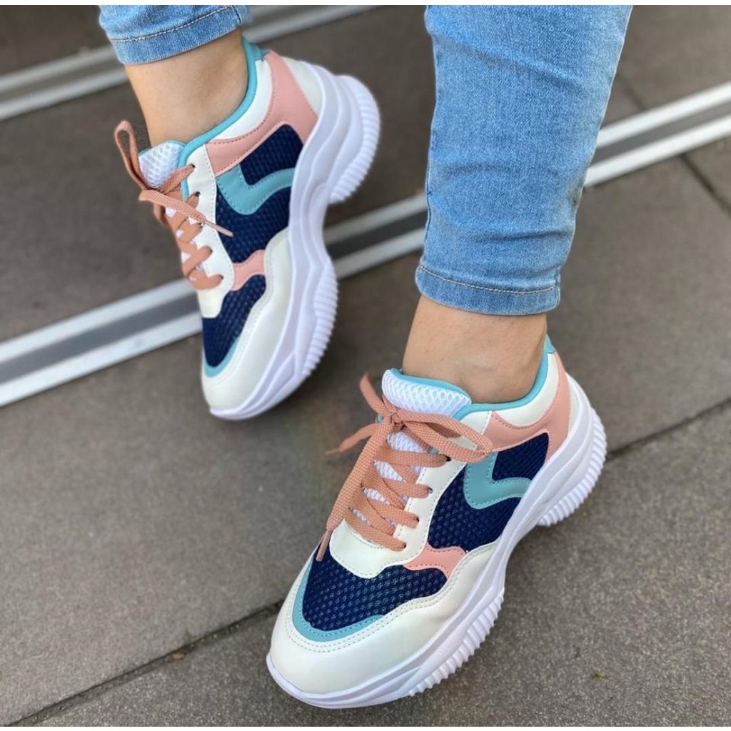 Tênis Feminino Casual Vintage Retro Plataforma Chunky