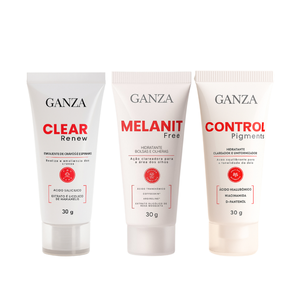 Ganza Protocolo Completo de Cuidados com a Pele – Clean Renew + Control Pigment + Melanit Free