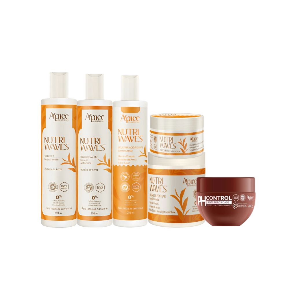 Kit Nutri Waves Completo E Ph Control Anti Porosidade 280g - Ápice