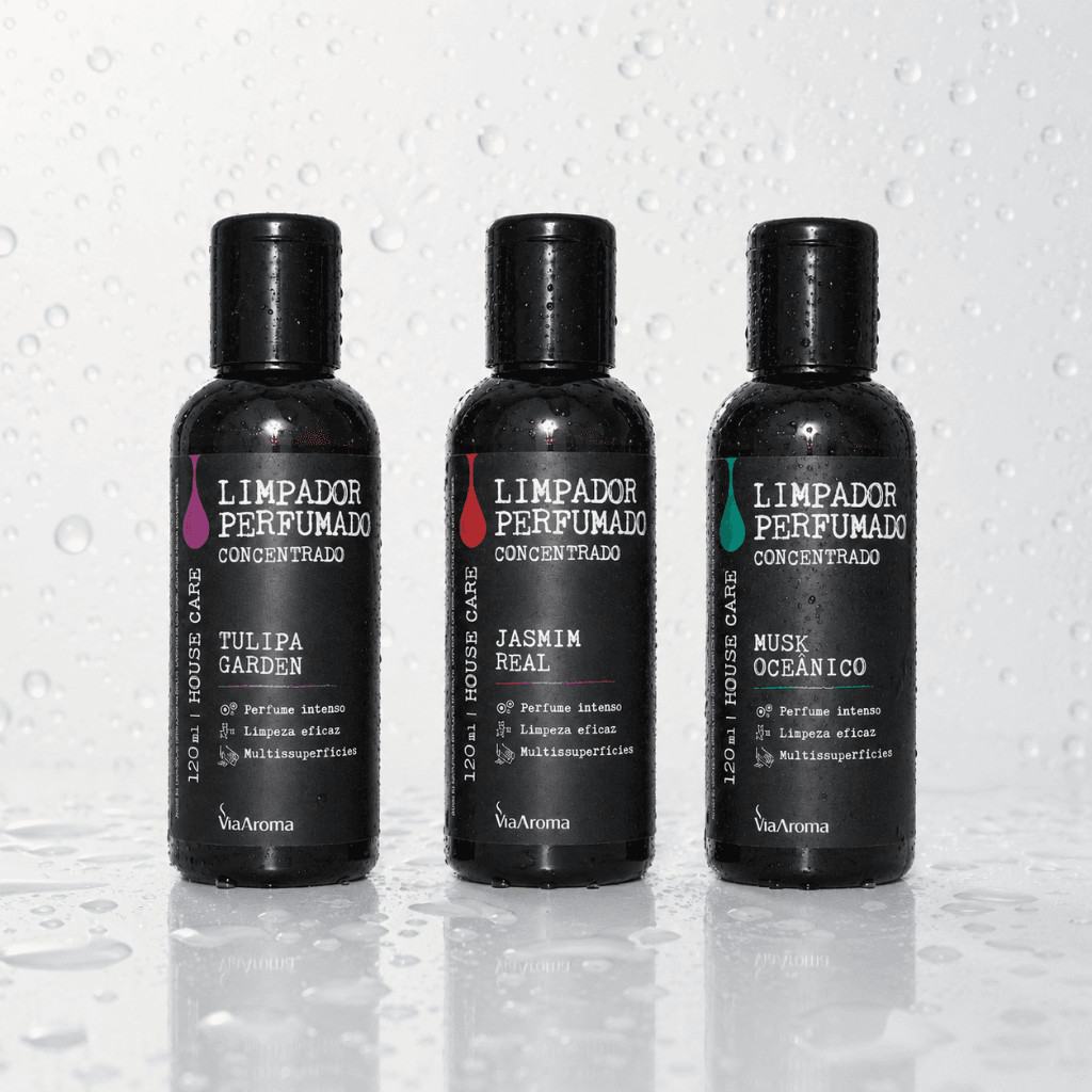 Kit 3 Limpadores Concentrados Via Aroma - Tulipa Garden/Musk Oceânico/Jasmim Real