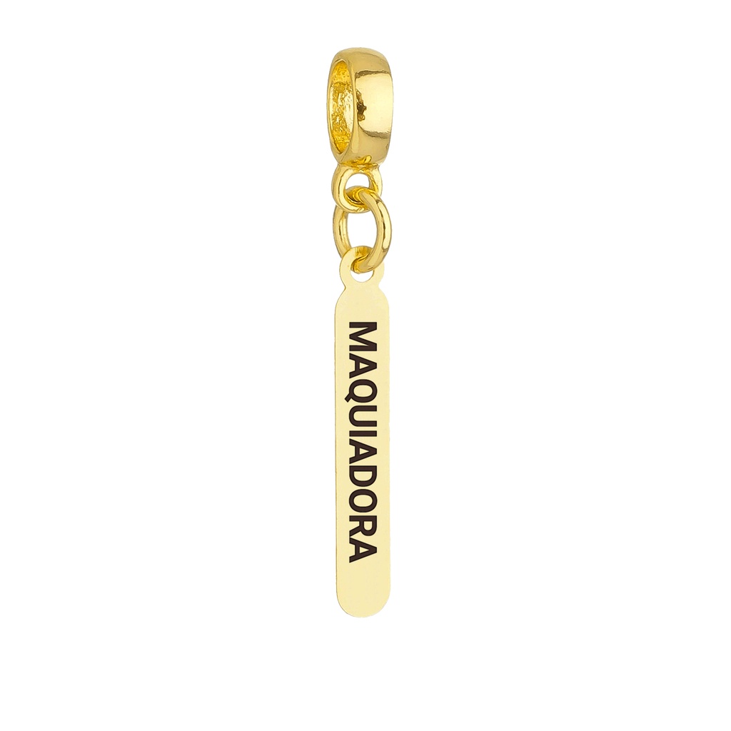 Berloque Plaquinha Maquiadora Banhado a Ouro 18k