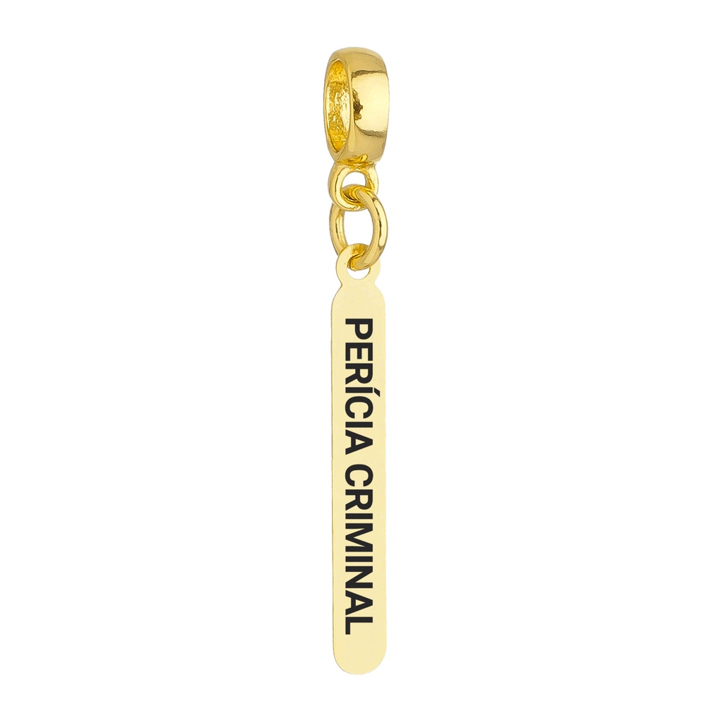 Berloque Plaquinha Pericia Criminal Banhado a Ouro 18k