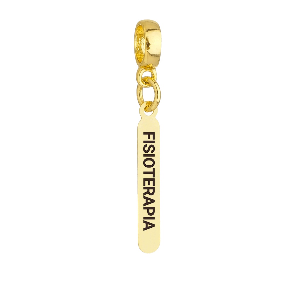 Berloque Plaquinha Fisioterapia Banhado a Ouro 18k