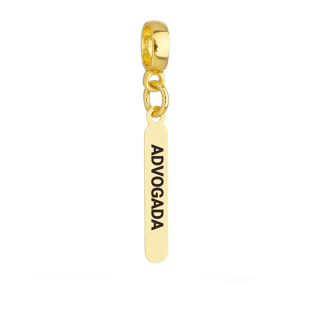 Berloque Plaquinha Advogada Banhado a Ouro 18k