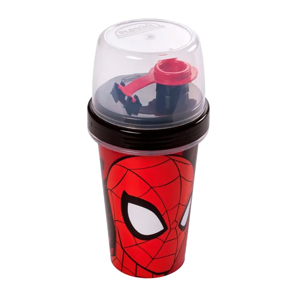 Mini Shakeira 320ml Copo Com Tampa Infantil Spider Man Marvel 1077 - Plasutil