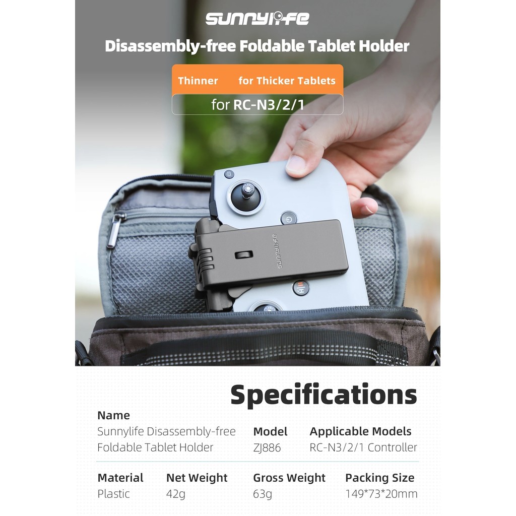 Sunnylife NEO 2 / Mini4 Pro / AIR3S Remote Controller Bracket RC-N3 Lanyard Tablet Holder Clamp