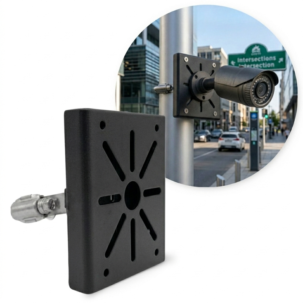 Suporte de poste para câmeras de CFTV Bracket Simples Preto