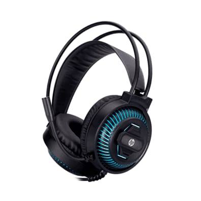 Headset Gamer Hp Dhe-8001u Conexão USB cor Preto Luz Azul