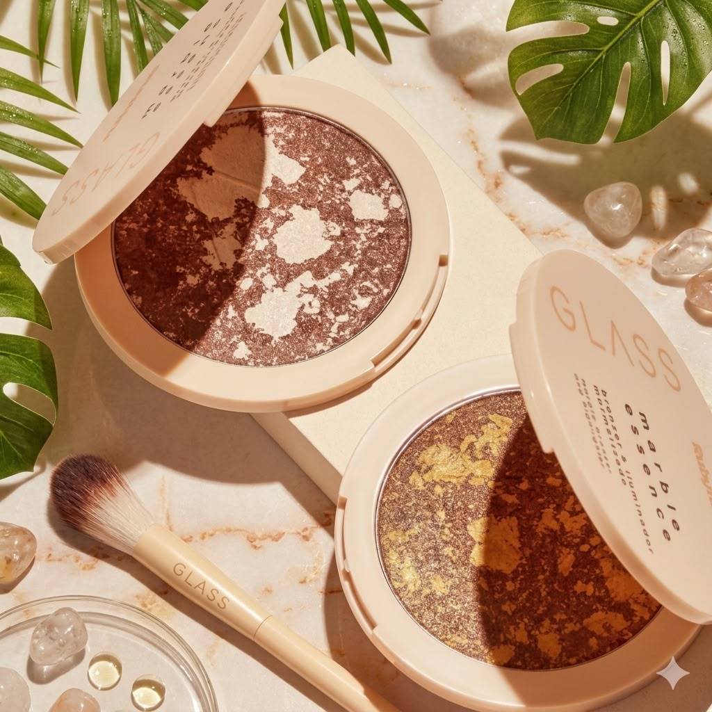 Pó Maquiagem Bronzer E Iluminador Ruby Rose Glass Marble Imperial e Royalty