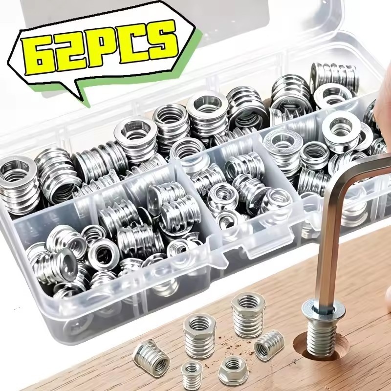 62 Unidades Em Caixa M4 M5 M6 M8 Porcas-Durável À Prova De Ferrugem-Acessório De Reparo De Hardware-De Inserção Para Car