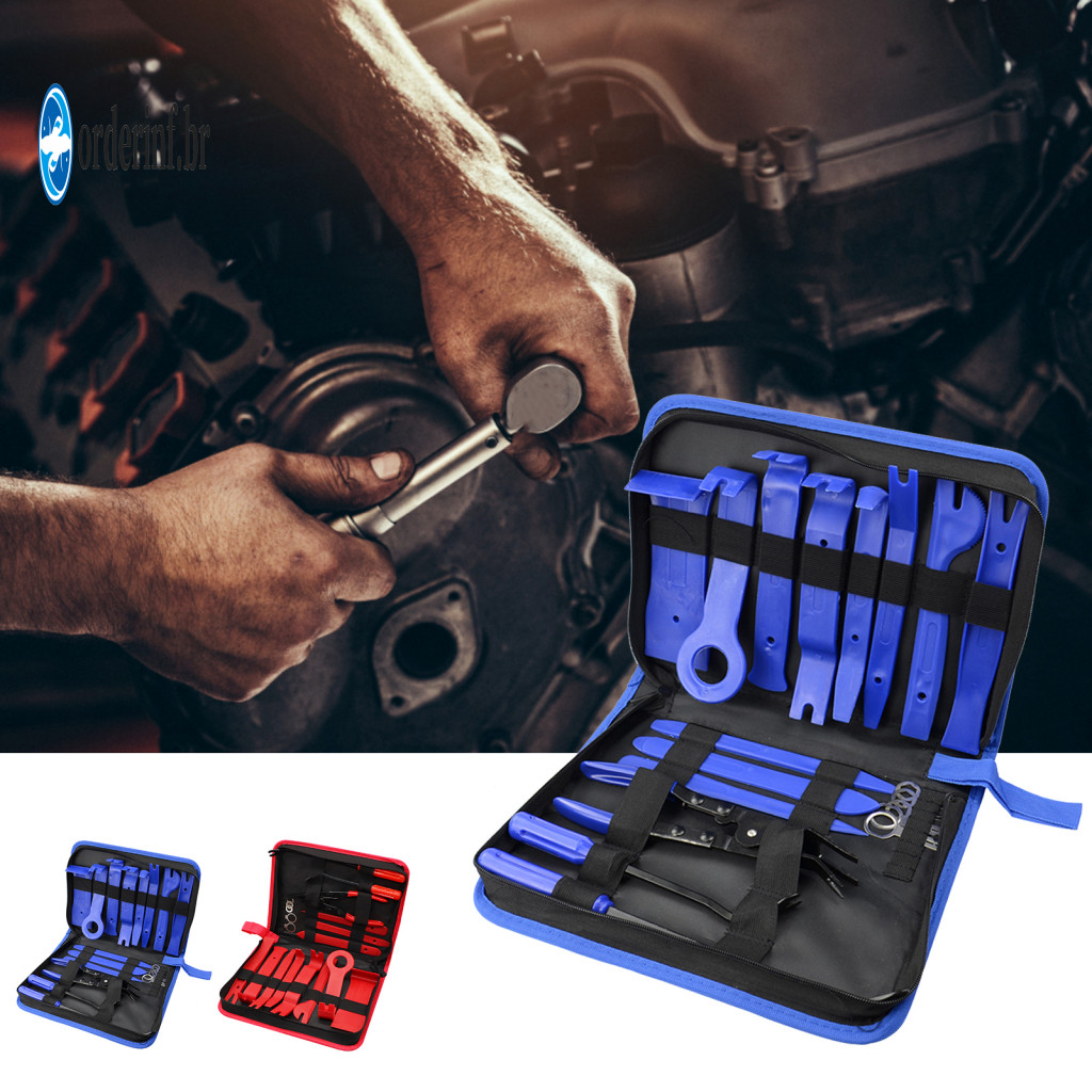 Car Door Panel Pry Tool Kit Dashboard Trim Removal 19pcs Set with Tools Clip Fastener Remover Sticker Scraper for Auto f