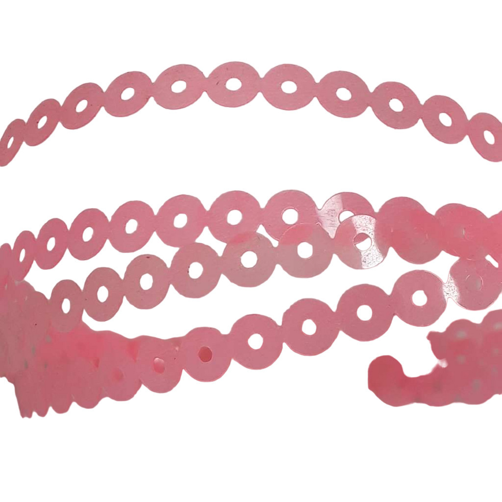 Lantejoula termocolante em metro Pink 4mm 15968-G70 Brilhante para fantasias, calçados, artesanato