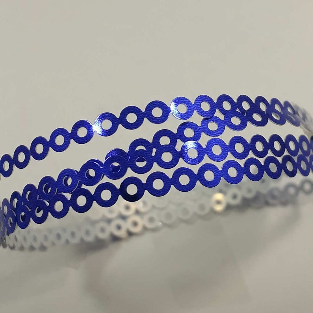 Lantejoula termocolante em metro Azul 3mm 15988-G70 Para trabalhos escolhares, confecção de fantasias, bijouterias